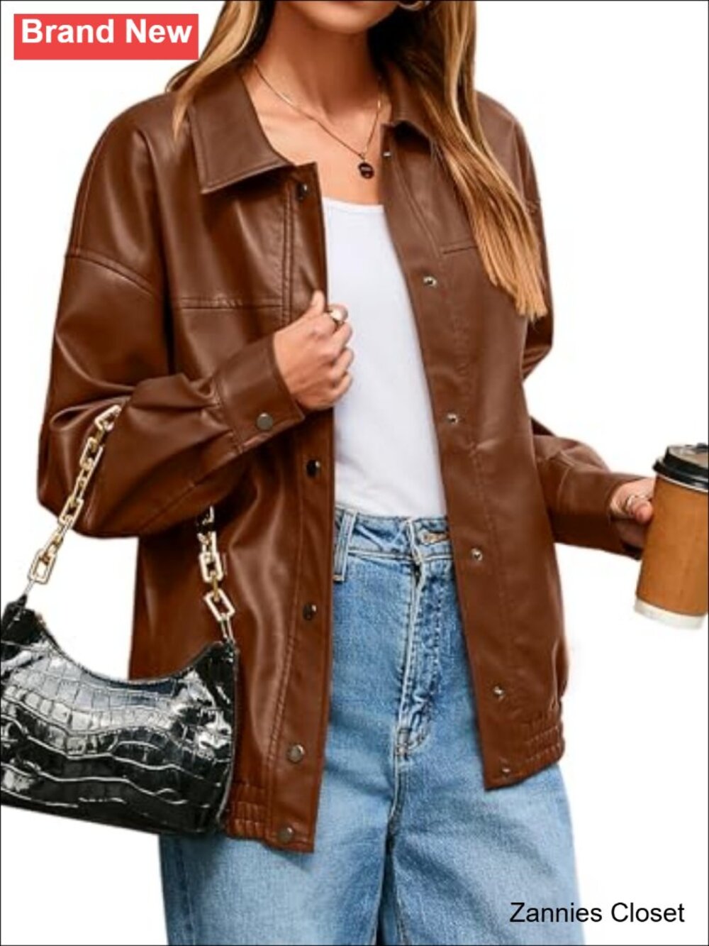 ✨ Faux Leather Loose Fit Button Down Motorcycle Bomber Jacket Fall Winter Coat